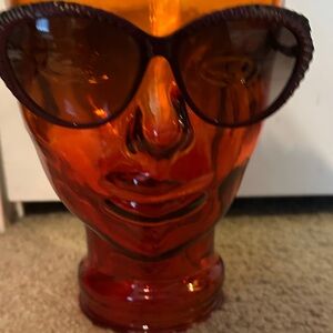 Alexander McQueen Black/Burgundy detail Sunglasses